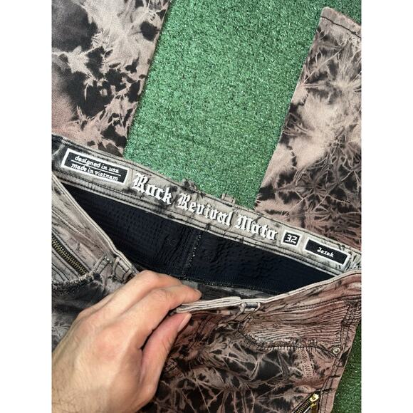 Rock Revival Jezek Moto Acid Wash Denim Men’s 32x33 - Picture 7 of 13